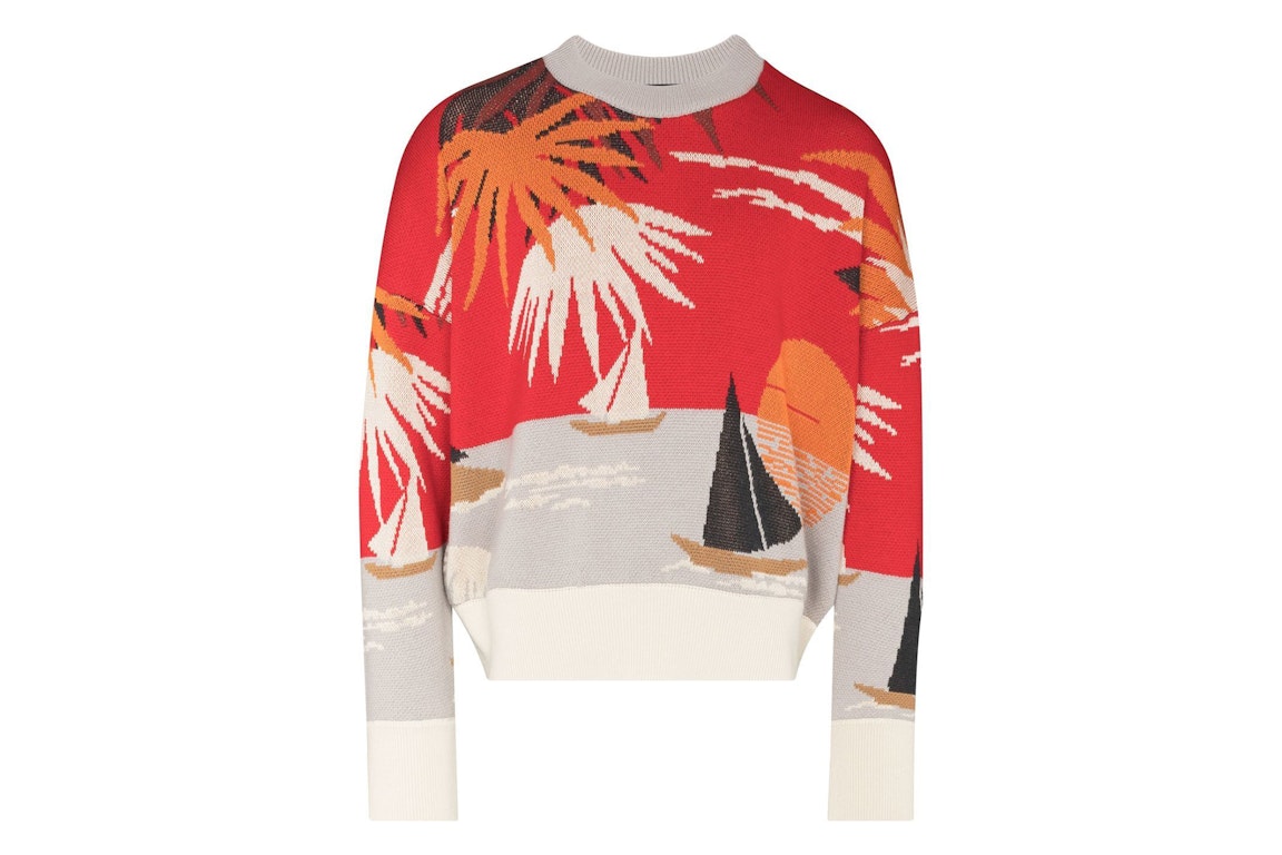 Pre-owned Palm Angels Hawaii Cropped Sweatshirt Red/multi