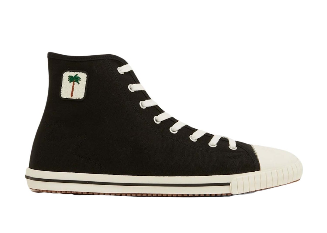 Pre-owned Palm Angels High Top Vulcanized Sneaker Black White In Black/white