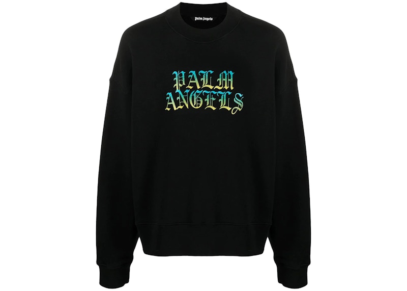 Palm Angels Hue Gothic Logo Crewneck Sweatshirt Black Men's - SS21