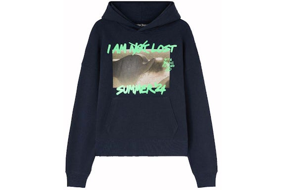 Palm Angels I Am Lost Hoodie Navy Blue/Green Fluo