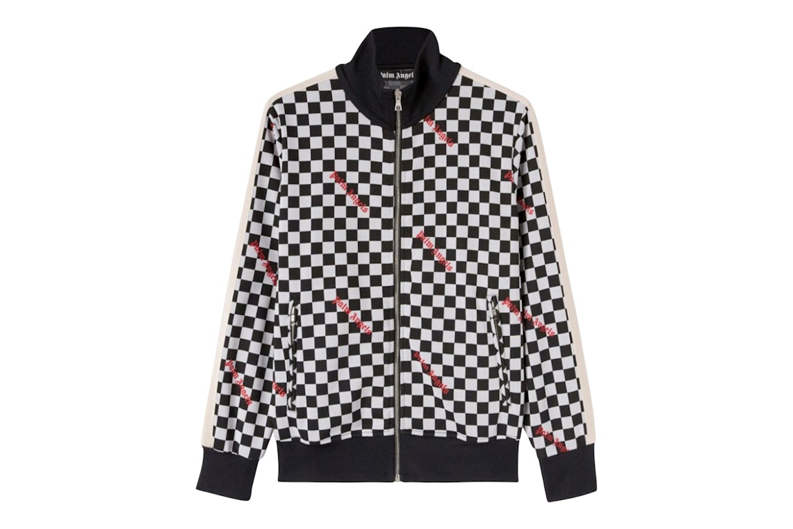 Pre-owned Palm Angels Jacquard Damier Classic Track Jacket Black/red