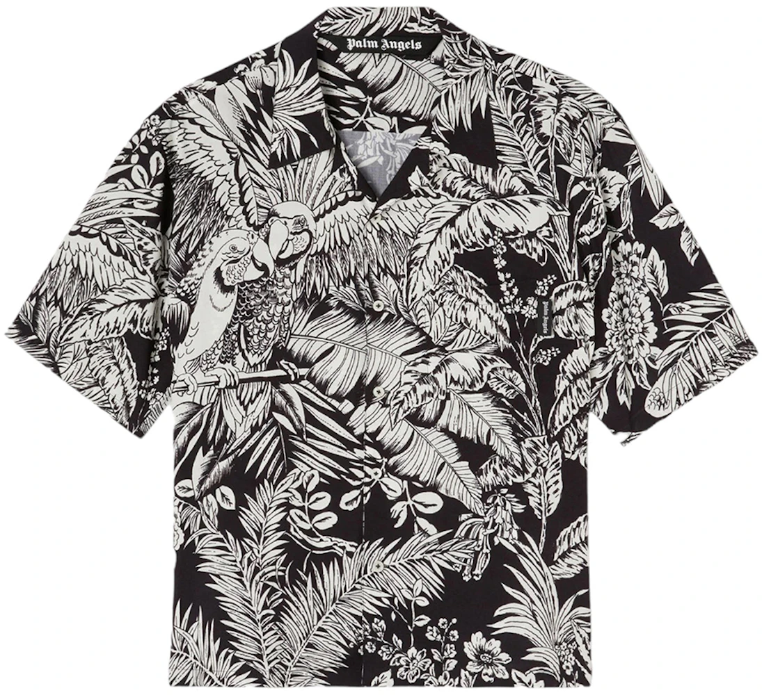 Palm Angels Jungle Parrots Vacation Shirt Black/White Men's - SS22 - US
