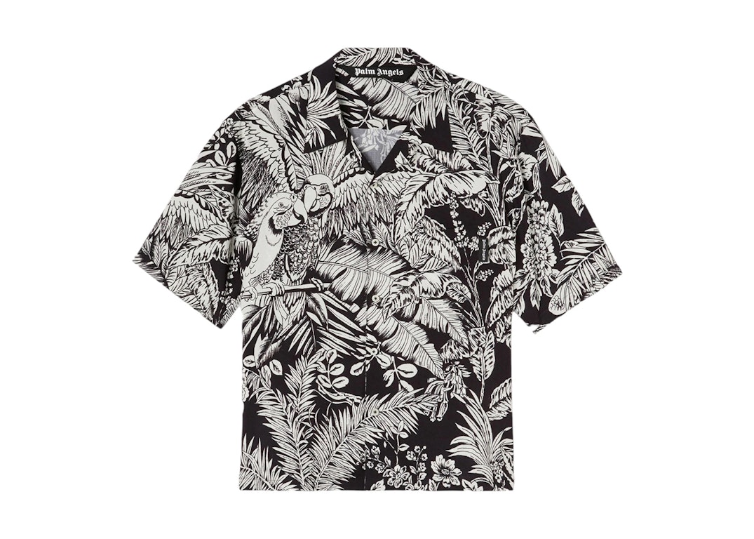 Pre-owned Palm Angels Jungle Parrots Vacation Shirt Black/white