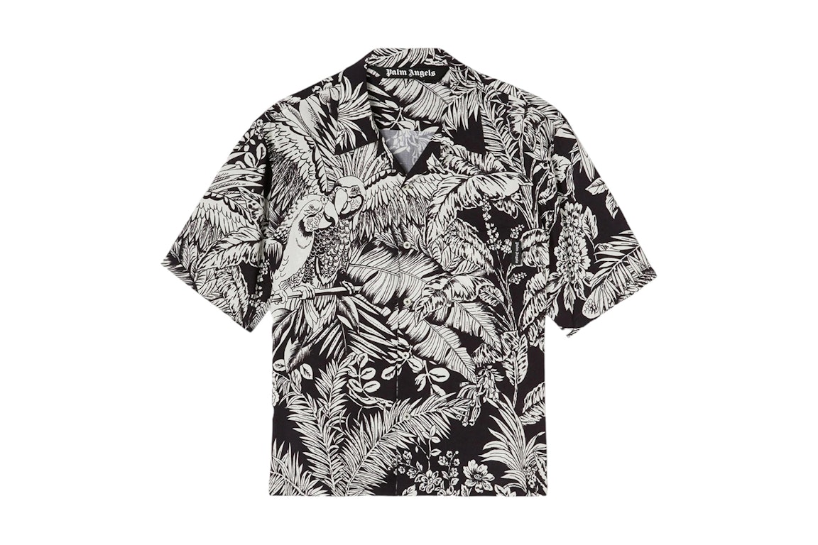 Pre-owned Palm Angels Jungle Parrots Vacation Shirt Black/white