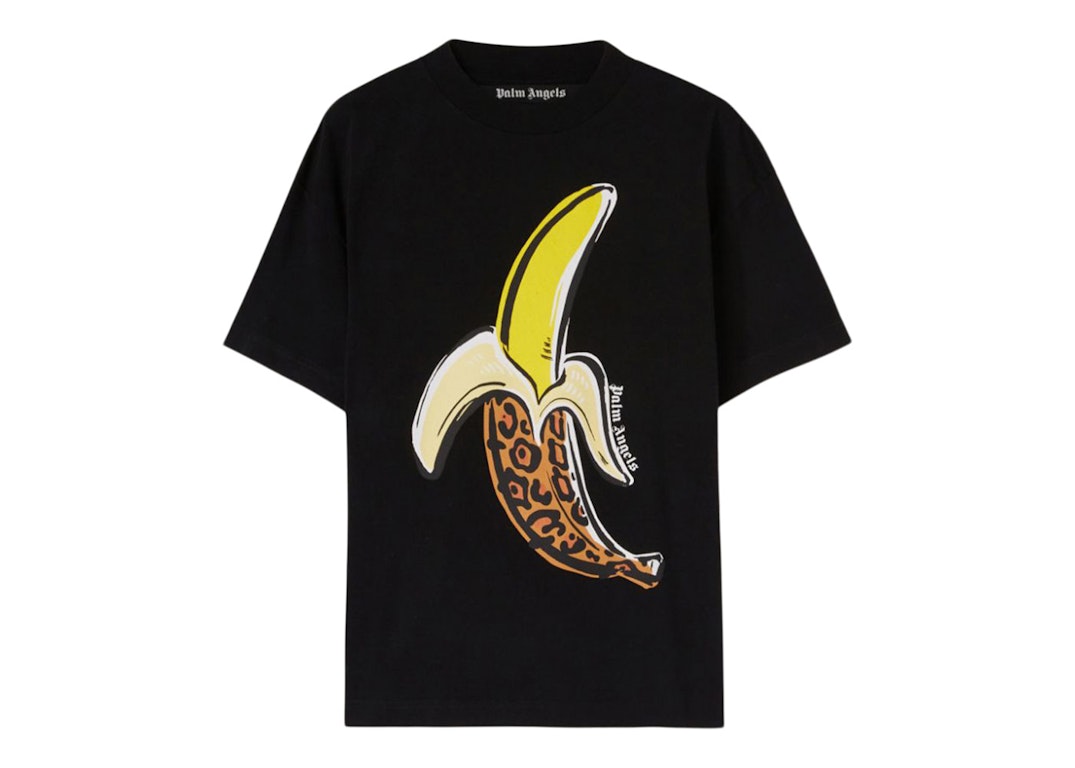 Pre-owned Palm Angels Leopard Banana Classic T-shirt Black/yellow
