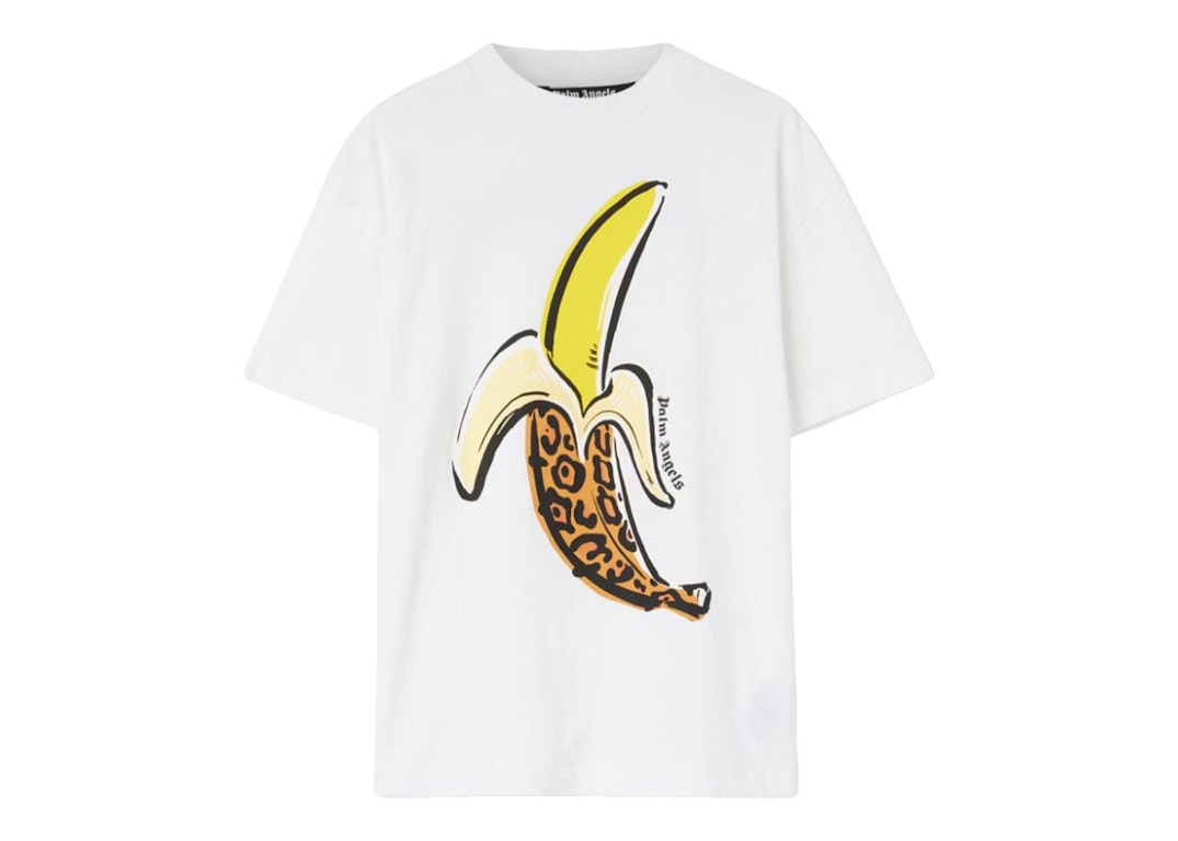 Pre-owned Palm Angels Leopard Banana Classic T-shirt White/yellow