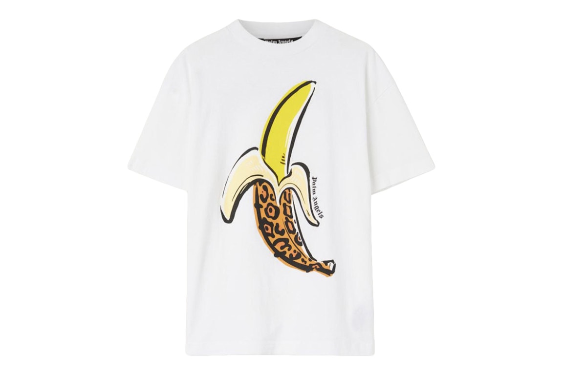 Pre-owned Palm Angels Leopard Banana Classic T-shirt White/yellow