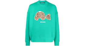 Palm Angels Leopard Bear Sweatshirt Forest Green/Brown
