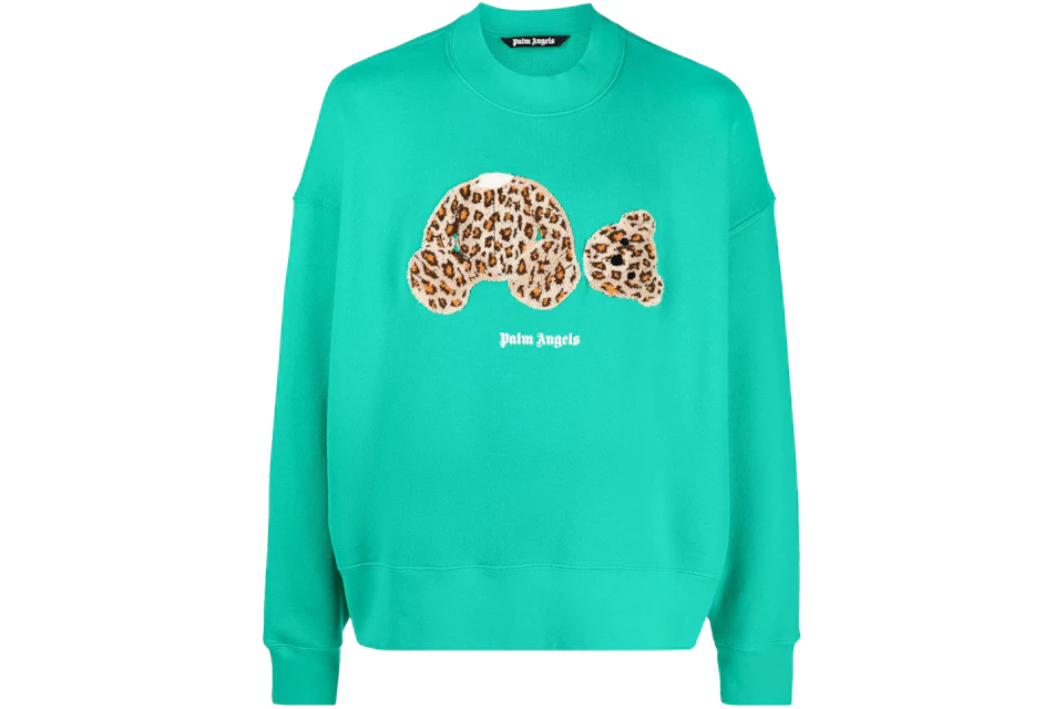Palm Angels Leopard Bear Sweatshirt Forest Green/Brown