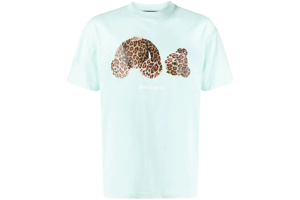 Palm Angels Leopard Bear T-Shirt Seafoam/Brown