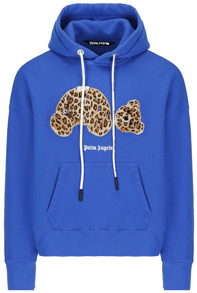 Palm Angels Leopard Kill The Bear Popover Hoodie Blue/Brown Men's