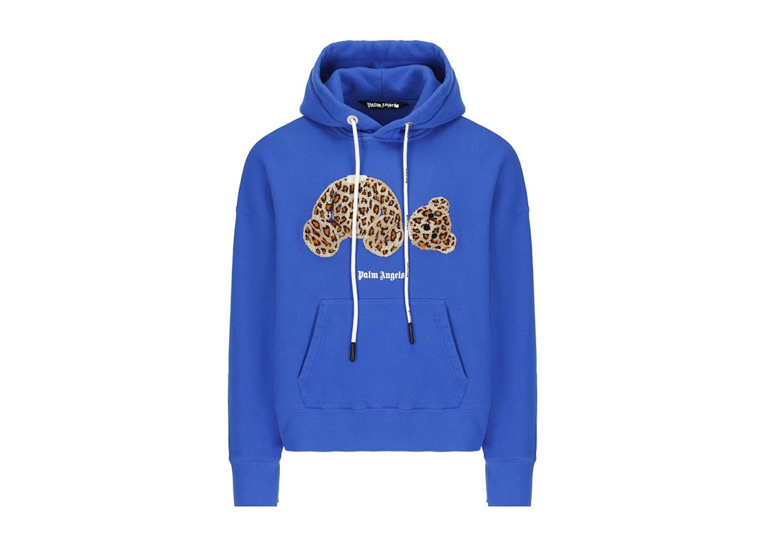 Pre-owned Palm Angels Leopard Kill The Bear Popover Hoodie Blue/brown