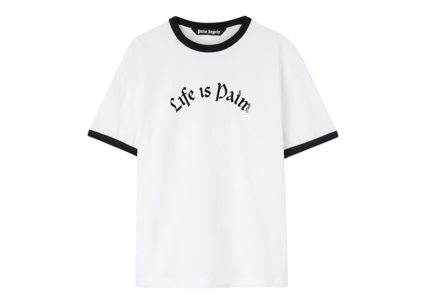 Palm Angels Life Is Palm Bowling T-Shirt White/Black Men's - FW22 - US
