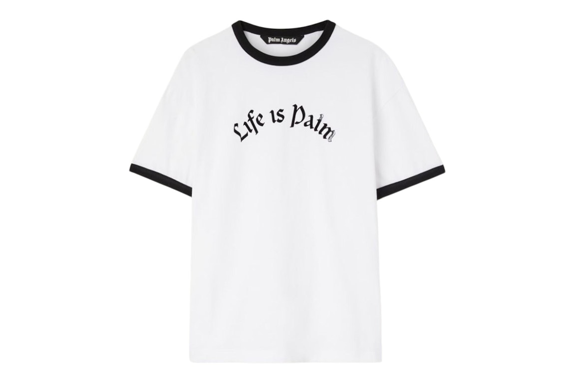 Pre-owned Palm Angels Life Is Palm Bowling T-shirt White/black