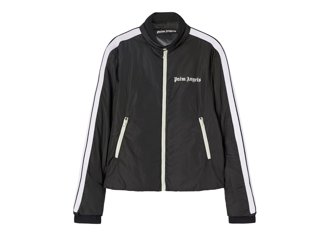 Pre-owned Palm Angels Lightweight Puffer Track Jacket Black/white
