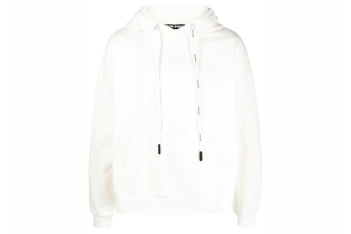 Pre-owned Palm Angels Logo-detail Cotton Hoodie White/white