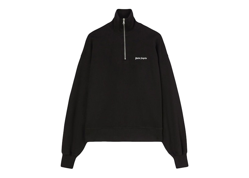 Palm Angels Logo-Embroidered Half-Zip Sweatshirt Black - FW23