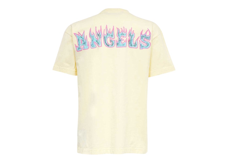 Palm Angels Logo Flames Vint Tee White/Purple