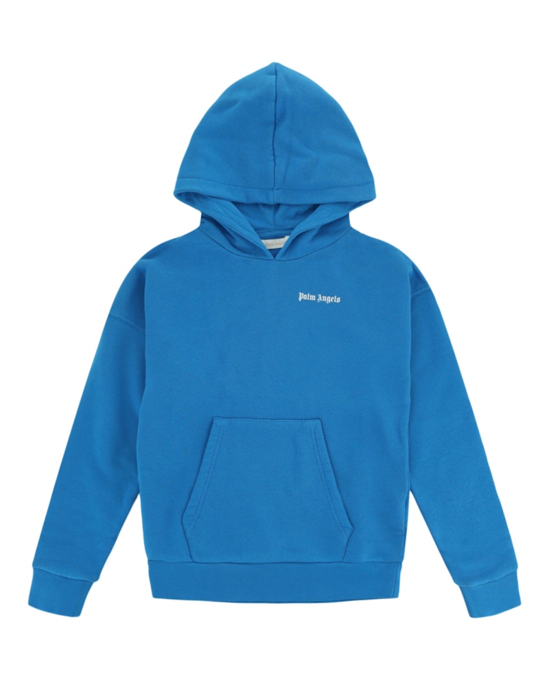 Palm Angels Logo Hoodie Blue White US
