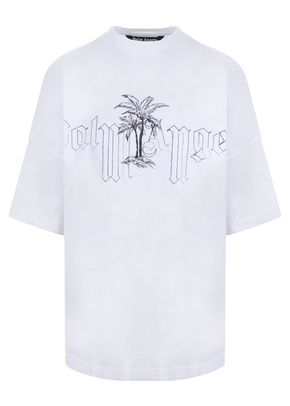 Palm Angels Logo Illustration Oversized T-Shirt White/Black Men's