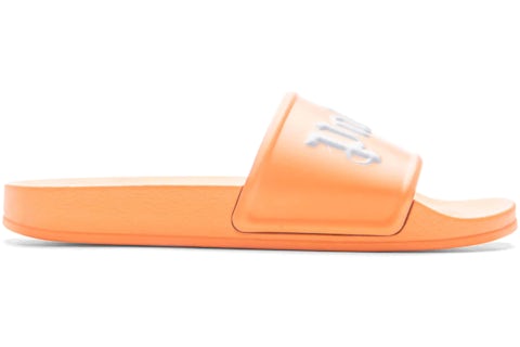 Palm Angels Logo Pool Slides Orange White Men's