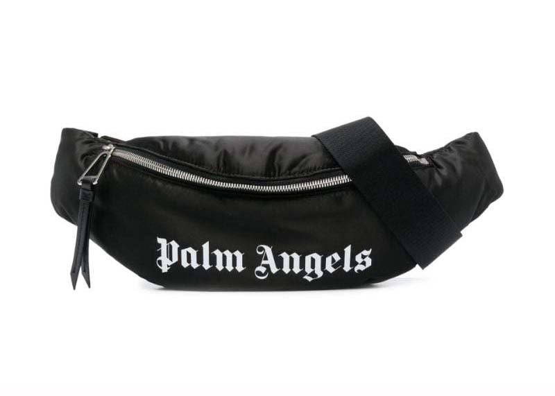 Pre-owned Palm Angels Logo Print Belt Bag In Black/white In Multi