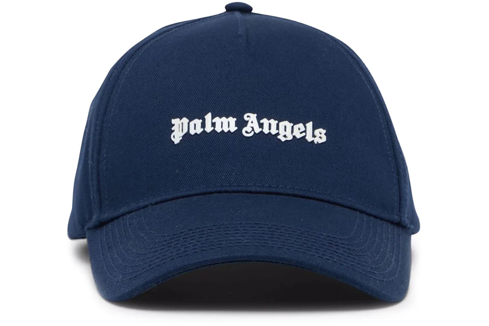 Palm Angels Logo-Print Cotton Snapback Cap Navy Blue/White - SS22 Men's ...