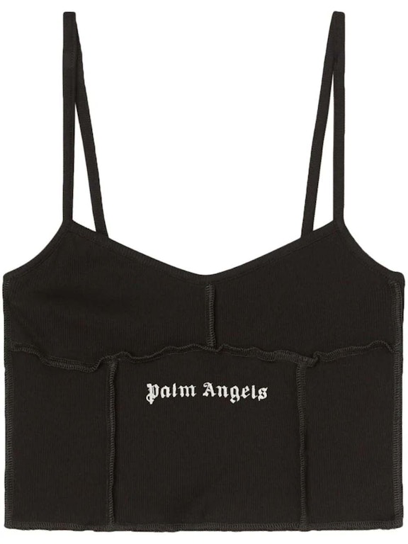 Pre-owned Palm Angels Logo-print Crop Top Black/white