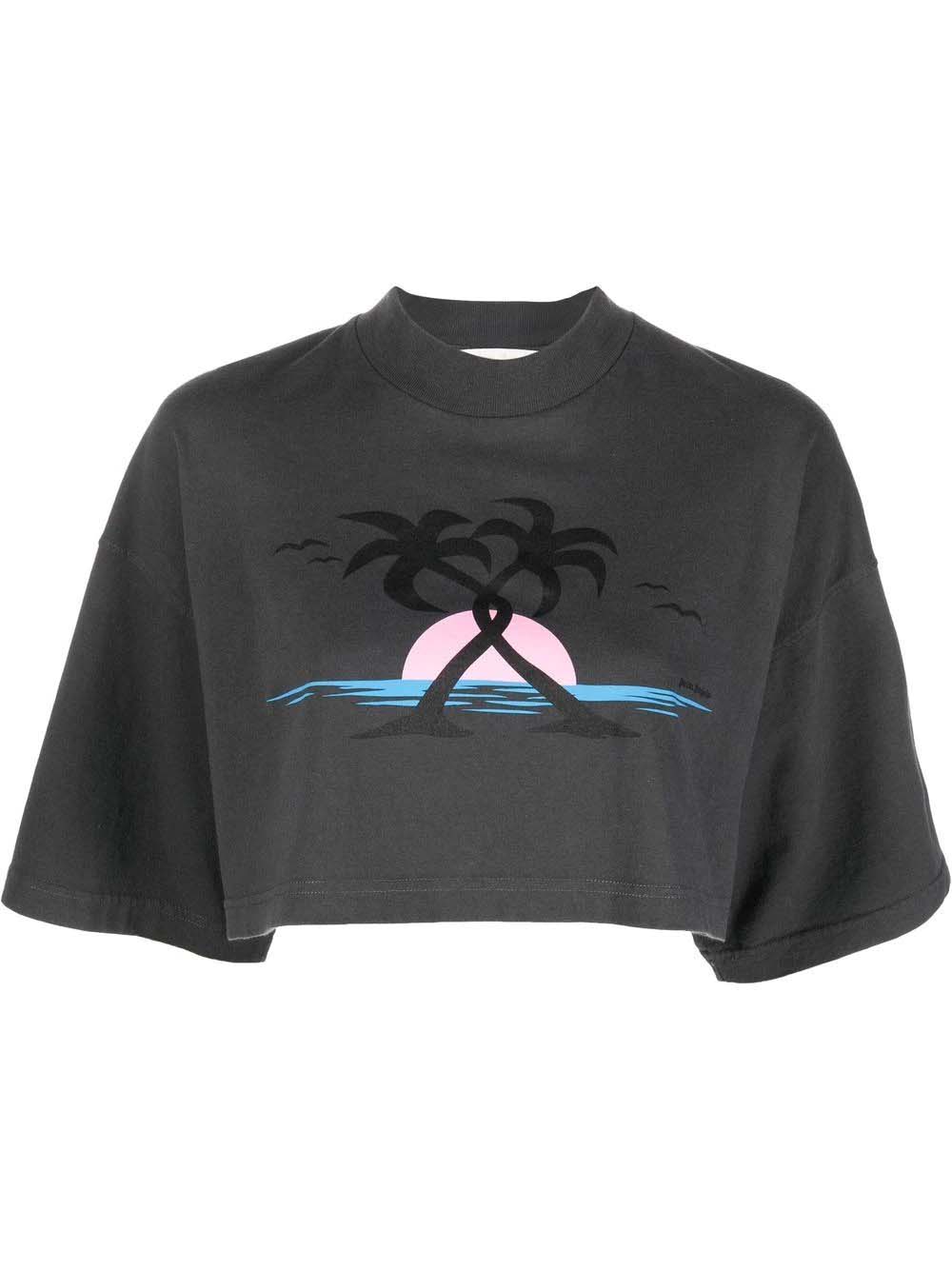 Palm Angels Paint Splatter Logo-Print T-shirt Black