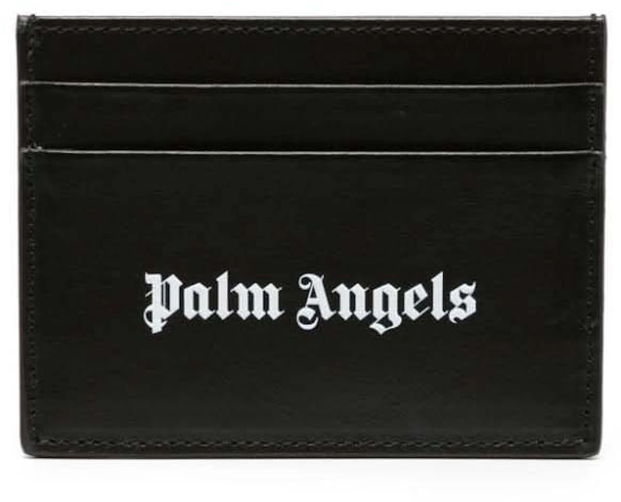 Palm Angels Logo-Print Leather Card Holder Black in Calfskin Leather - GB