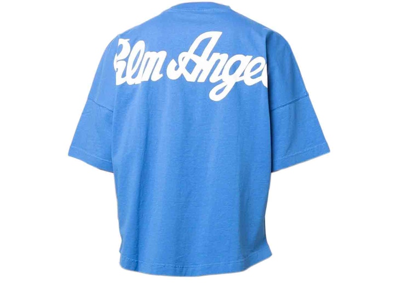 Palm Angels Logo-Print Oversized T-shirt Royal Blue/White Men's - GB