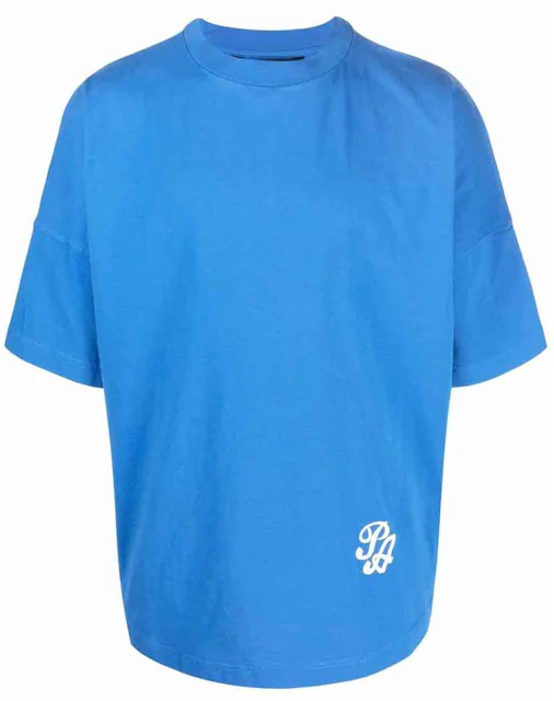 Palm Angels Logo-Print Oversized T-shirt Royal Blue/White Men's - US