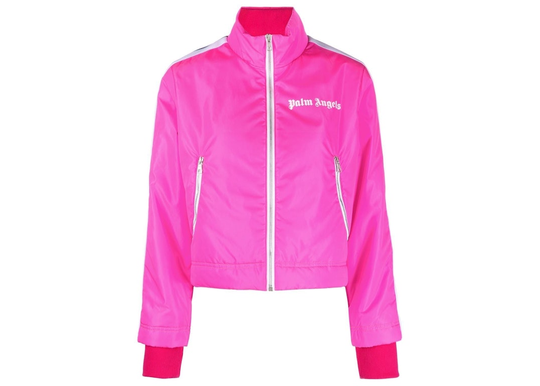 Pre-owned Palm Angels Logo Print Puffer Jacket Hot Pink