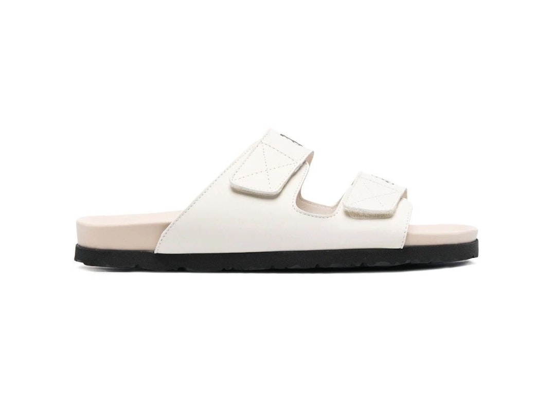 Pre-owned Palm Angels Logo Print Sandals Off White Leather