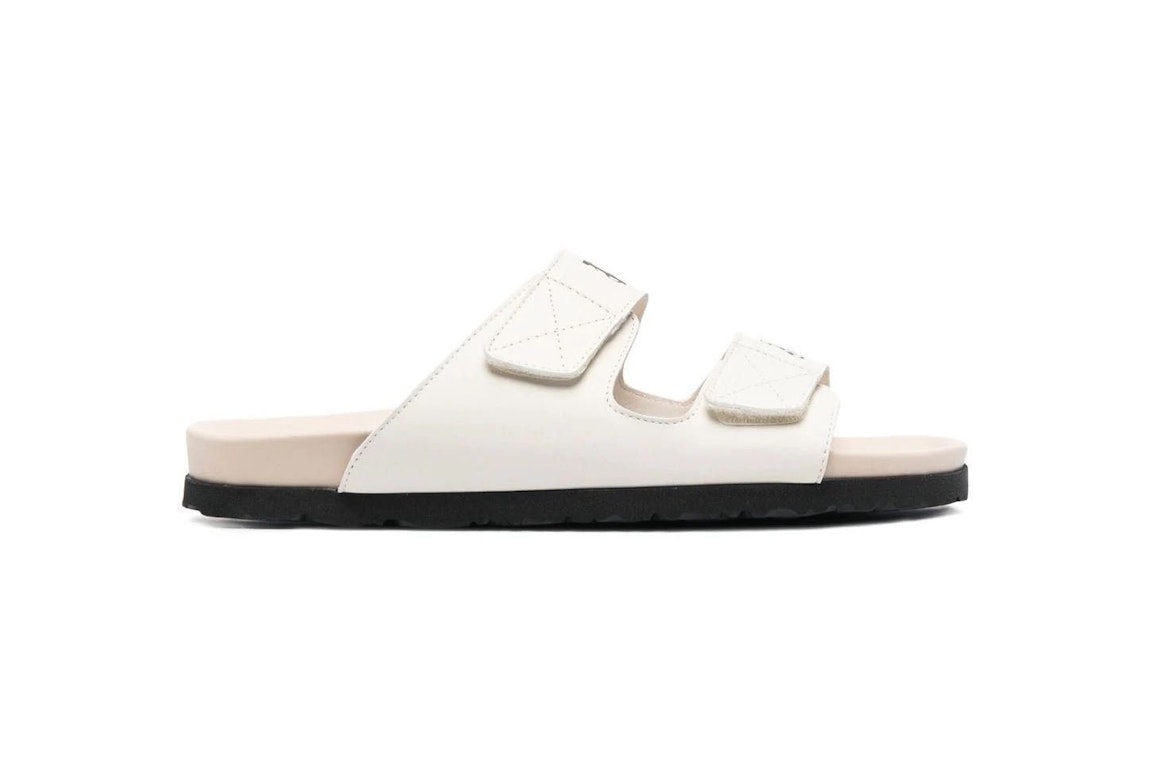 Pre-owned Palm Angels Logo Print Sandals Off White Leather