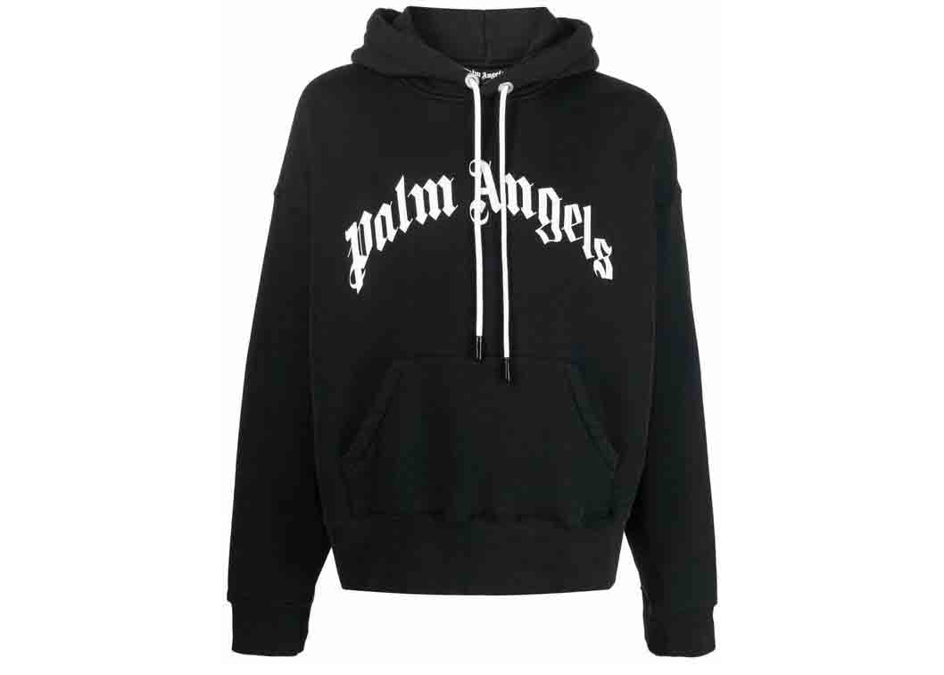 Palm Angels logo-print jersey hoodie - Black