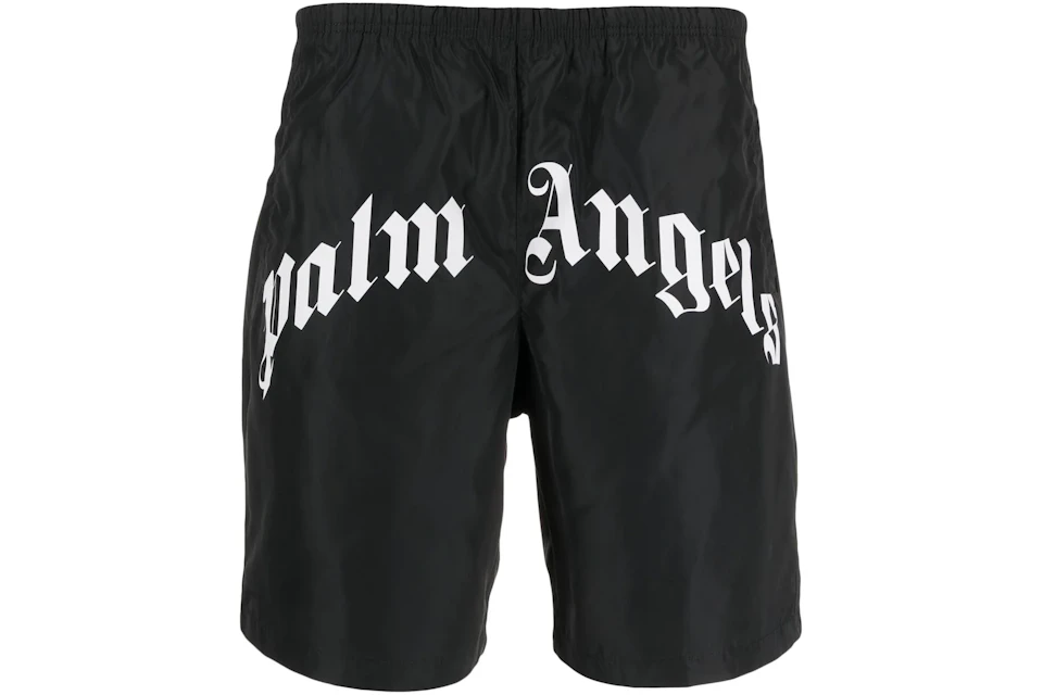 Palm Angels Logo Print Swimming Shorts Black