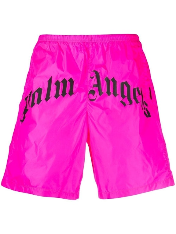 Pre-owned Palm Angels Logo Print Swimming Shorts Hot Pink