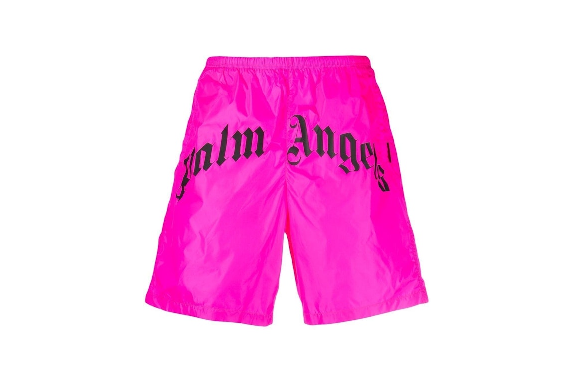 Pre-owned Palm Angels Logo Print Swimming Shorts Hot Pink