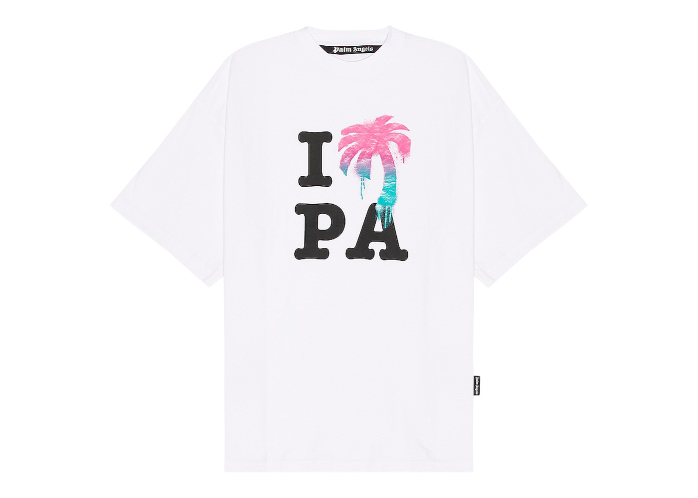 Palm Angels Bear Print Sprayed Logo T-shirt White/Brown
