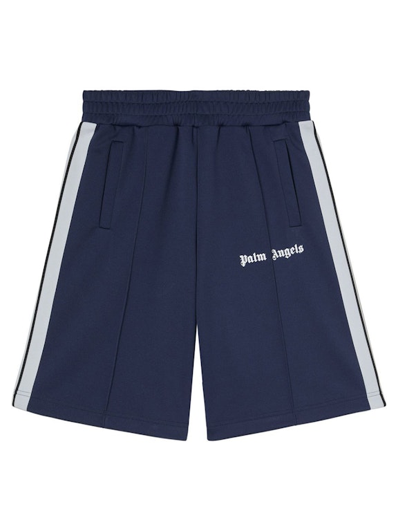 Pre-owned Palm Angels Logo Print Track Shorts Navy Blue/white