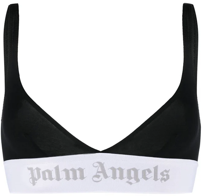Palm Angels Logo Print Triangle Cup Bra Black - SS23 - US