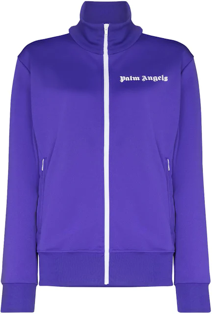 logo-print tracksuit jacket in blue - Palm Angels® Official