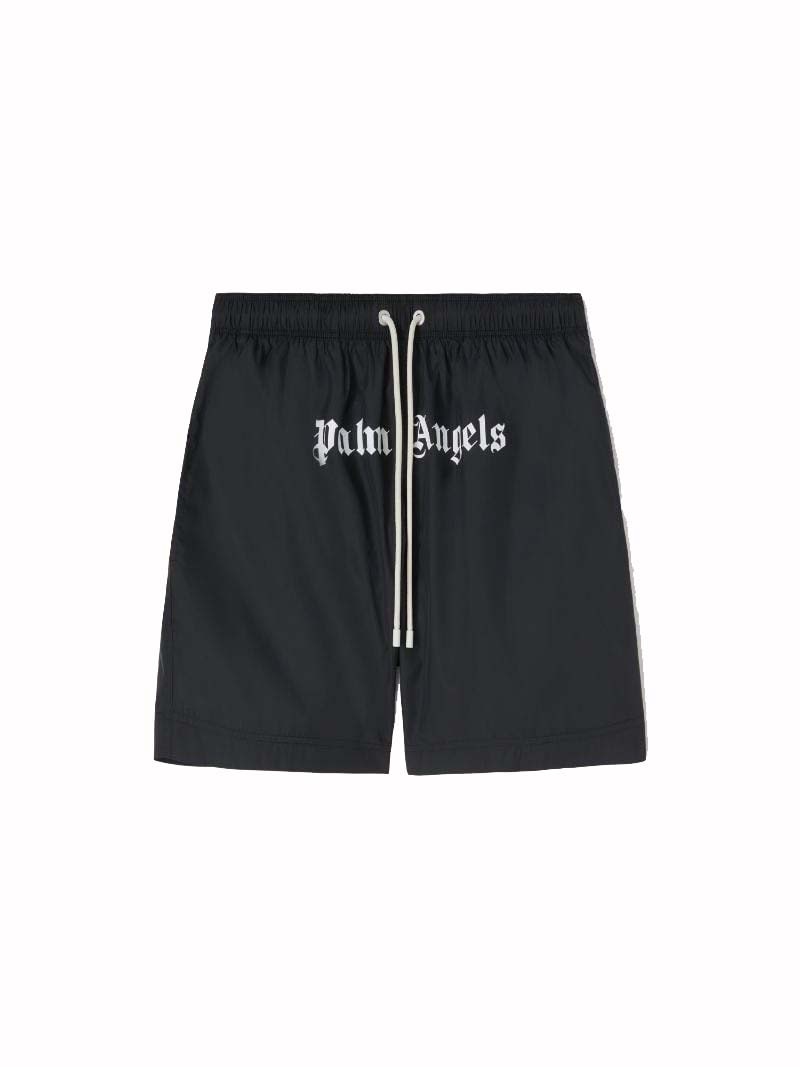 Palm Angels Curved Logo Bold Swim Shorts Green Fluo/Black Men's - SS23 - US