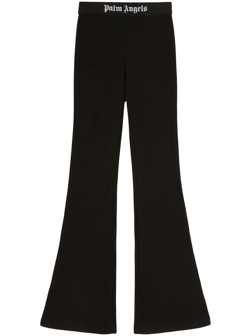 Pre-owned Palm Angels Women's Logo Tape Flare Sweatpants In Black/white