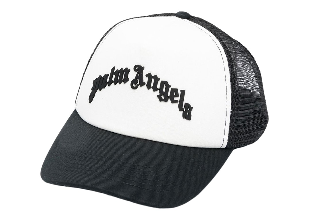 Pre-owned Palm Angels Logo Trucker Cap Cap Black/white