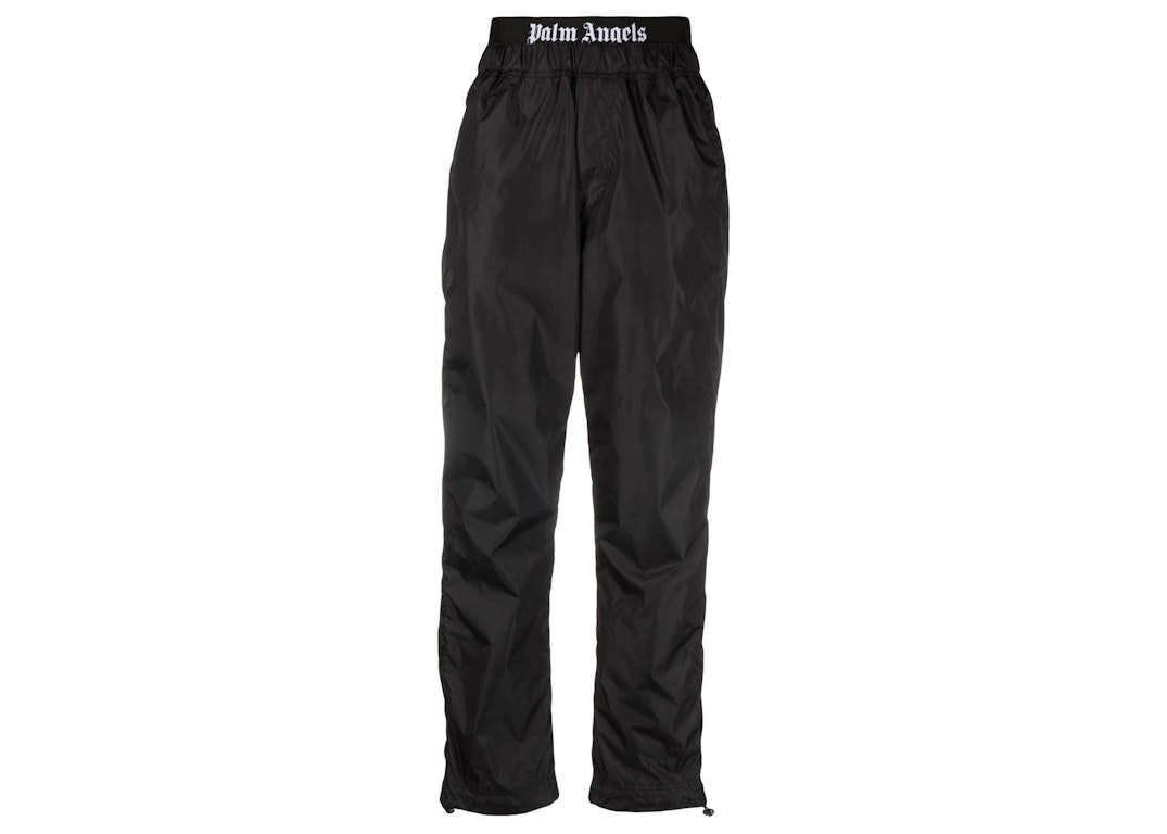 Pre-owned Palm Angels Logo Waistband Tapered Trousers Black