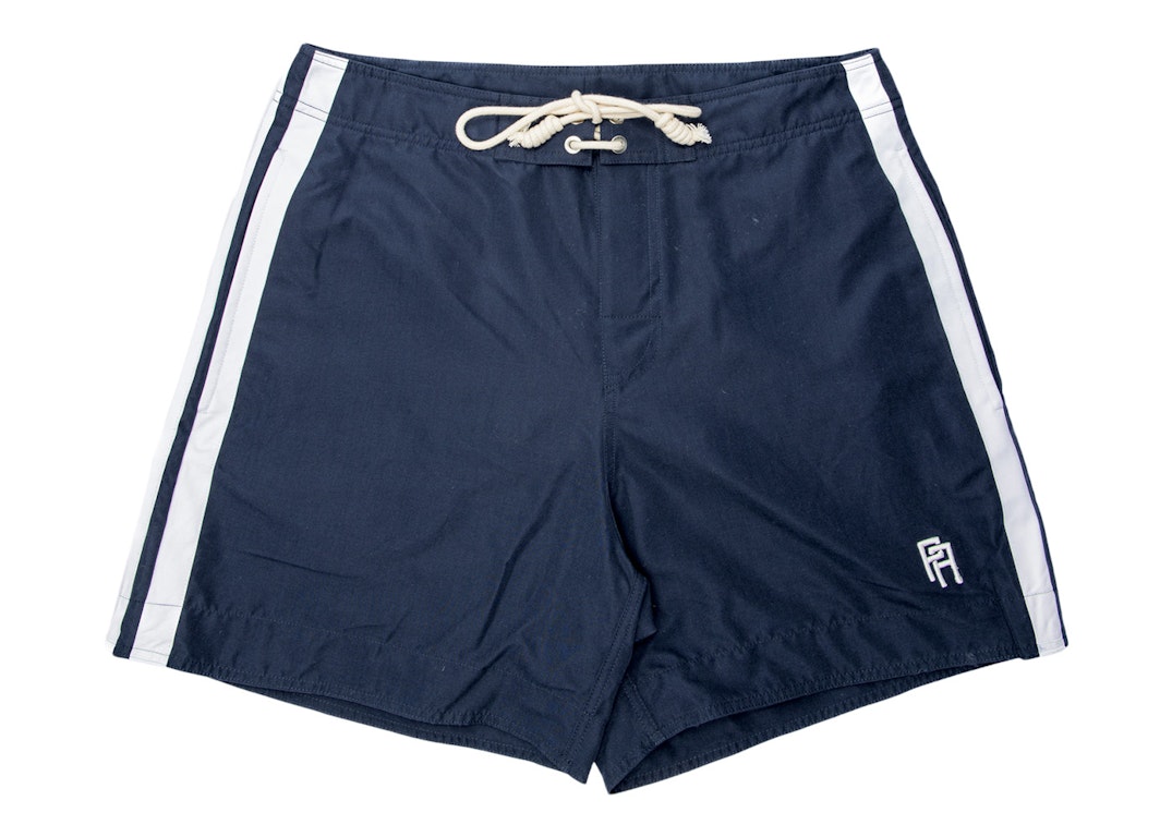 Pre-owned Palm Angels Logo-embroidered Side Stripe Swim Shorts Navy