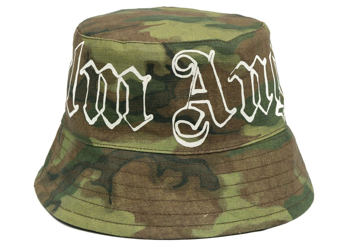 Palm Angels Logo-print Camouflage Bucket Hat Green Men's - SS21 - US
