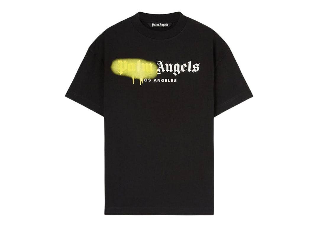 Pre-owned Palm Angels Los Angeles Sprayed Logo T-shirt Black/yellow